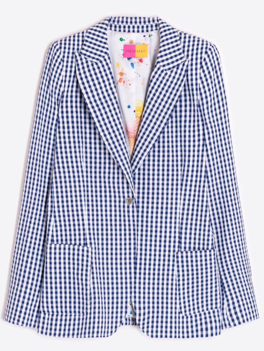 Vilagallo Gingham Blue and white Blazer